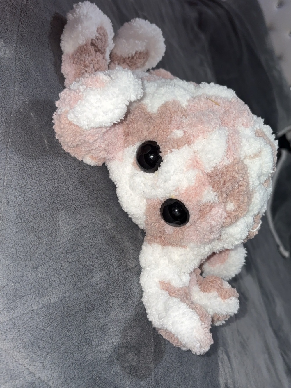 Plush Pink and White Crab - hand crochet